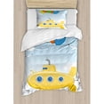 thumbnail image 3 of Yellow Submarine King Size Duvet Cover Set, Blue Sky with Colorful Balloons Seagulls Clouds Nursery Kids Birds Art, Decorative 3 Piece Bedding Set with 2 Pillow Shams, Multi Color, by Ambesonne, 3 of 3