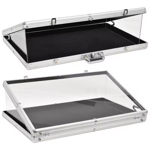 EVORETRO Clear Acrylic Display Case with Aluminum Frame – 24x20x4 Trade Show Vendor Booth Showcase, Durable & Portable