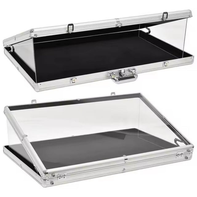 EVORETRO Clear Acrylic Display Case with Aluminum Frame – 24x20x4 Trade Show Vendor Booth Showcase, Durable & Portable