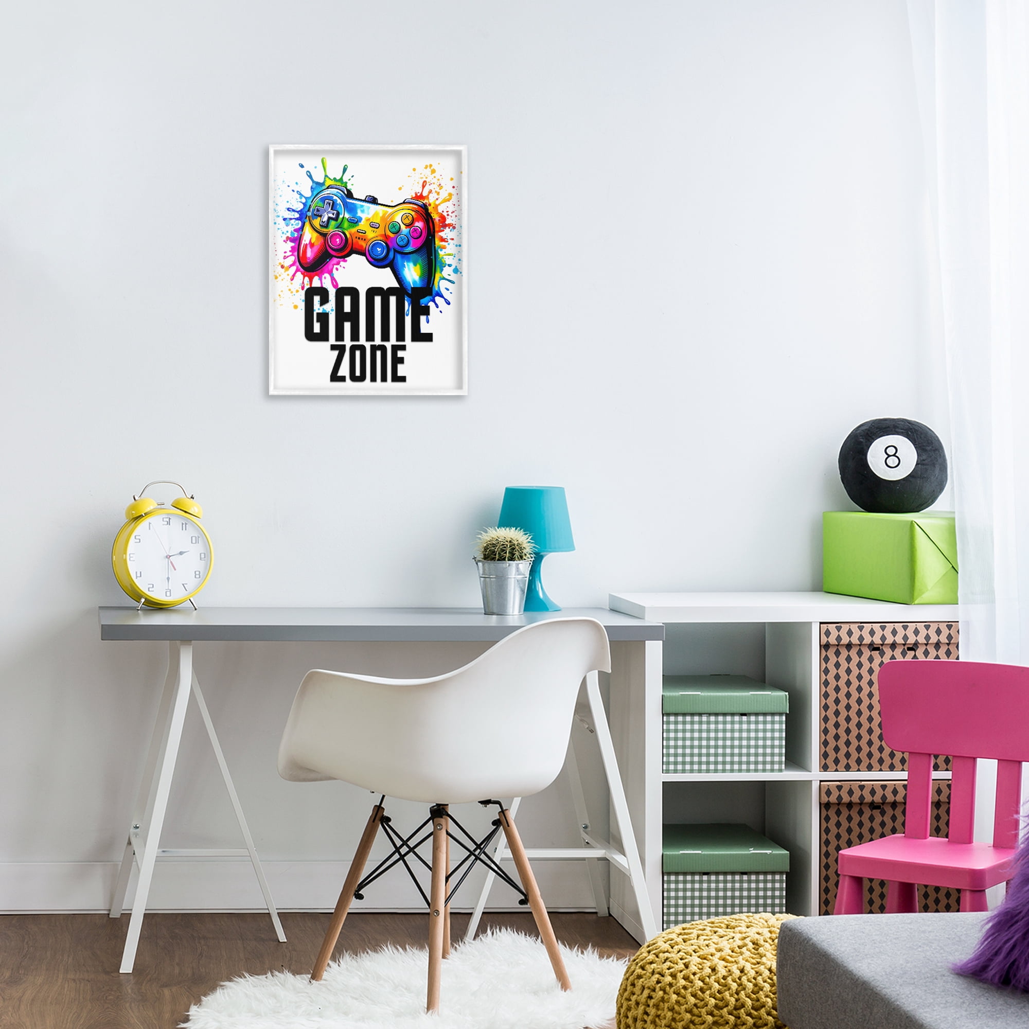 Stupell Industries Game Zone Bright Splash White Framed Giclee Art, design by Kim Allen