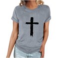 thumbnail image 1 of Camiseta Casual de Manga Corta de Cuello Redondo Impresa para las Mujeres, 95% Poliéster 5% Spandex Vintage Top Ligero para Diario, Fiesta Y Primavera Verano, 1 of 4