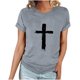 thumbnail image 1 of Camiseta Casual de Manga Corta de Cuello Redondo Impresa para las Mujeres, 95% Poliéster 5% Spandex Vintage Top Ligero para Diario, Fiesta Y Primavera Verano, 1 of 4