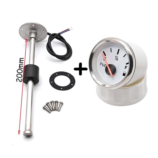 52MM Fuel Level Gauge With Fuel Level Sensor 100MM 125MM 150MM 200MM 250MM 400MM 0-190ohm Oil Liquid Tank Fuel Level Indicator ,Easy Setup