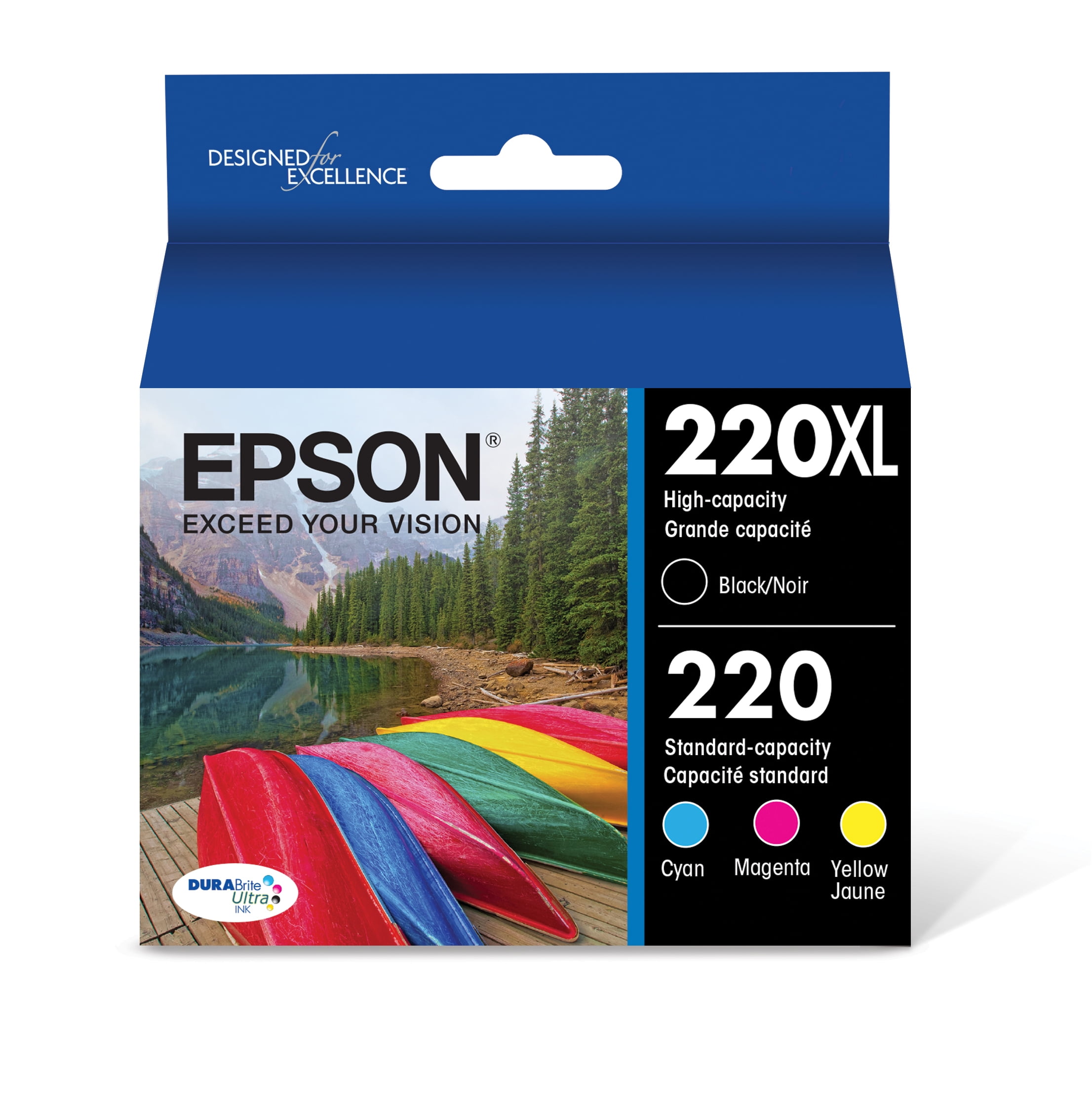 EPSON T220 DURABrite Ultra Genuine Ink High Capacity Black & Standard Color Cartridge Combo Pack