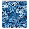 thumbnail image 3 of Urban Graffiti Shower Curtain, Xenomorph Alien and Skull on Aquatic Shaded Artistic Street Art, Fabric Bathroom Set with Hooks, 69W X 84L Inches Extra Long, Navy Blue and Pale Blue, by Ambesonne, 3 of 3