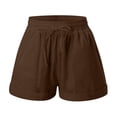 thumbnail image 5 of Casual Shorts for Women JIANLAI Casual Cotton Linen Shorts Elastic Drawstring Summer Beach Vacation Shorts Pockets (S-5XL) Brown, 5 of 5