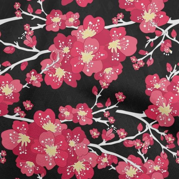 oneOone Cotton Cambric Pink Fabric Asian Chinese Floral Sewing Fabric By The Yard Printed Diy Clothing Sewing Supplies 56 Inch Wide