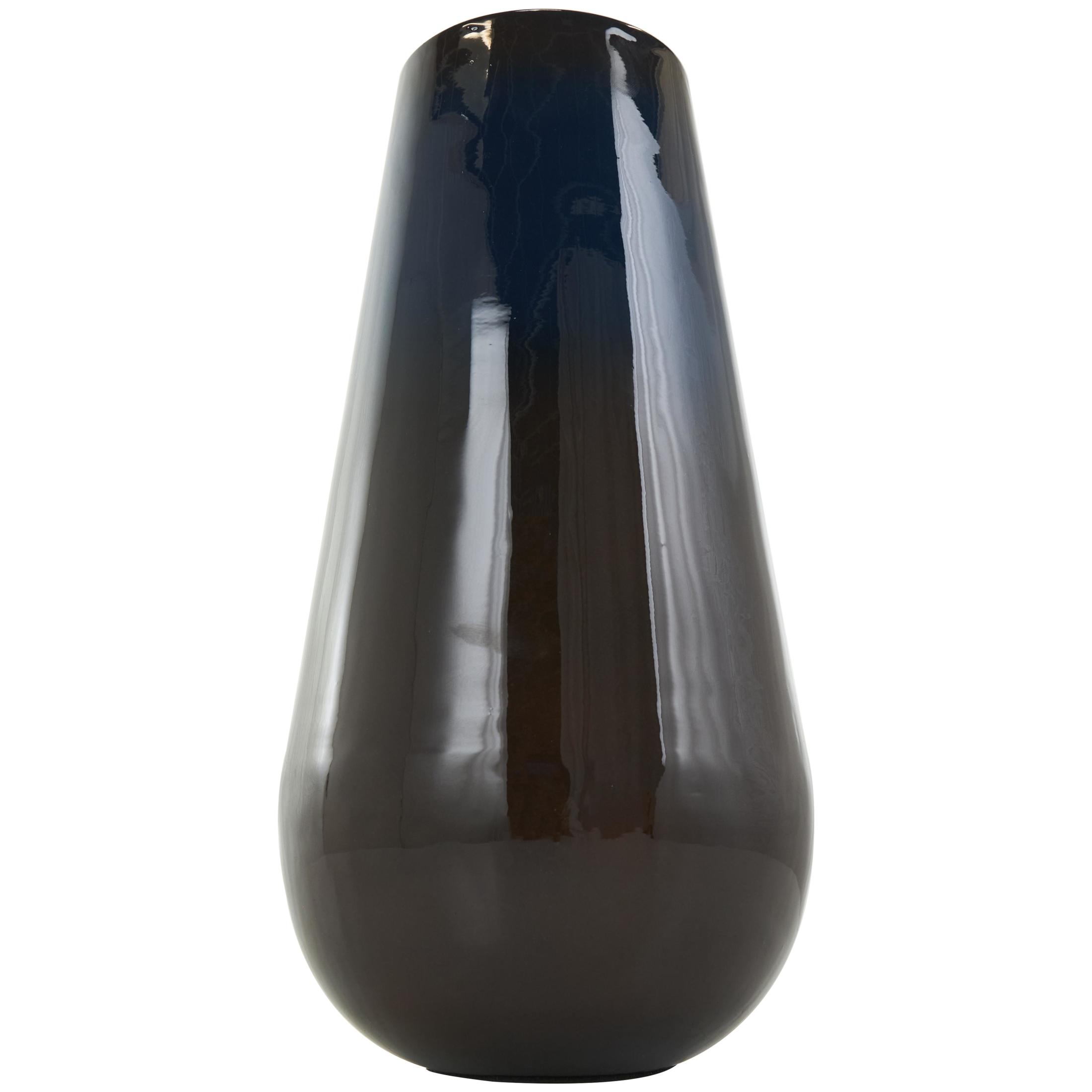 DecMode 16" Ombre Blue Metal Vase with Brown Accents