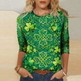 thumbnail image 1 of Mceream St Patricks Chandail de Jour pour Femmes Drôle Manches 3/4 Hauts Mignons Décontractés Col Rond T-Shirts Graphiques Trèfle Imprimé Floral 2026 Hauts Chemisiers Grande Taille Vert TTG, 1 of 5