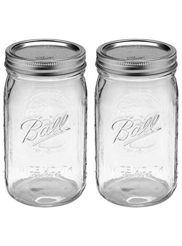 Ball Wide Mouth 32-Ounces Quart Mason Jars with Lids and Bands, Set of 2
