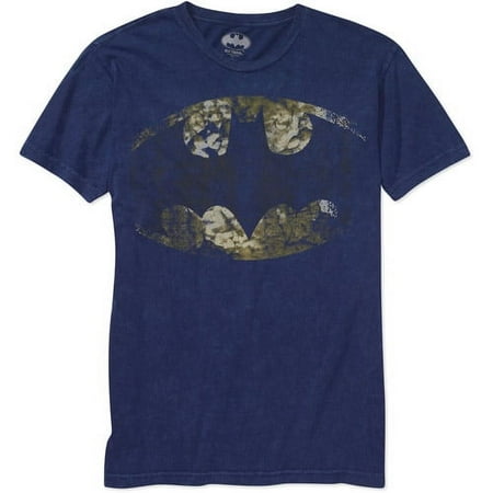 Dc - Men's Batman Logo Washed Tee Navy
