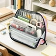thumbnail image 6 of Standing Pencil Case with Base Large Capacity Stationery Pouch Pen Bag with Zipper for Women Men Yellow and Pink Bows, 6 of 7
