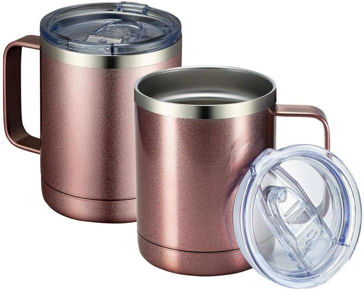 Stainless Insulated Double Wall Travel Camping Coffee Mug Cup Rose Gold 