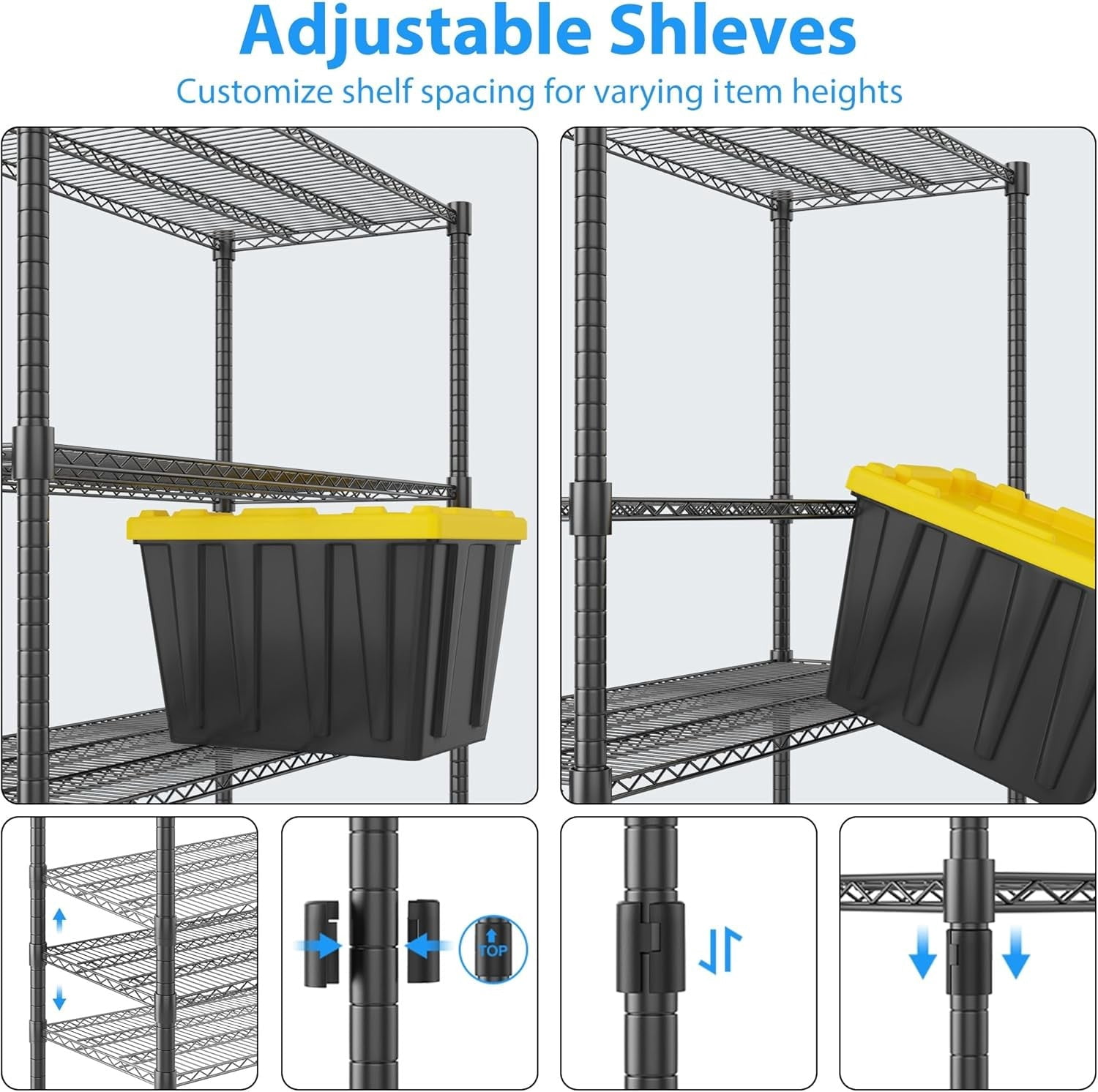 Sailvan 4-Tier Heavy Duty Wire Shelving Unit with Wheels, 48"W x 24"D x 72"H Metal Storage Rack, 3250LBS Capacity, Adjustable Garage Shelves,Silver