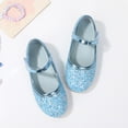thumbnail image 4 of Quealent Mary Jane Flats for Toddler Girls Little Kids Glittery Dress Princess Wedding Ballet Shoes Blue for Size 2, 4 of 8