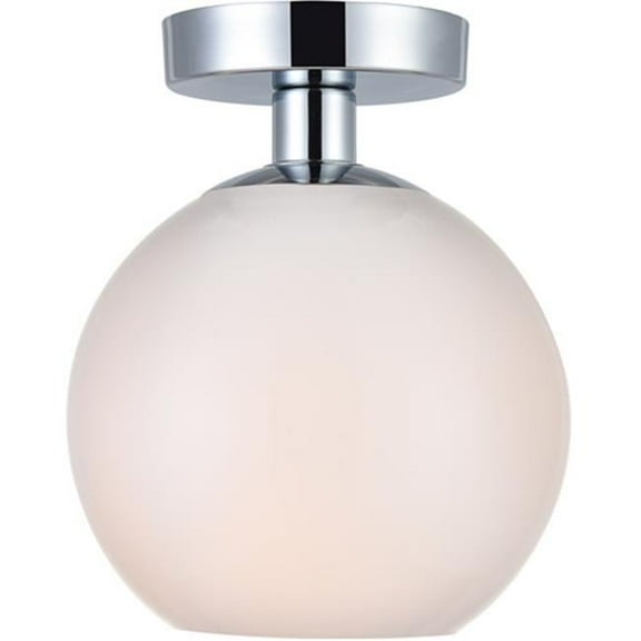 Baxter 1 Light Flush Mount Ceiling Light with Frosted White Glass, Chrome