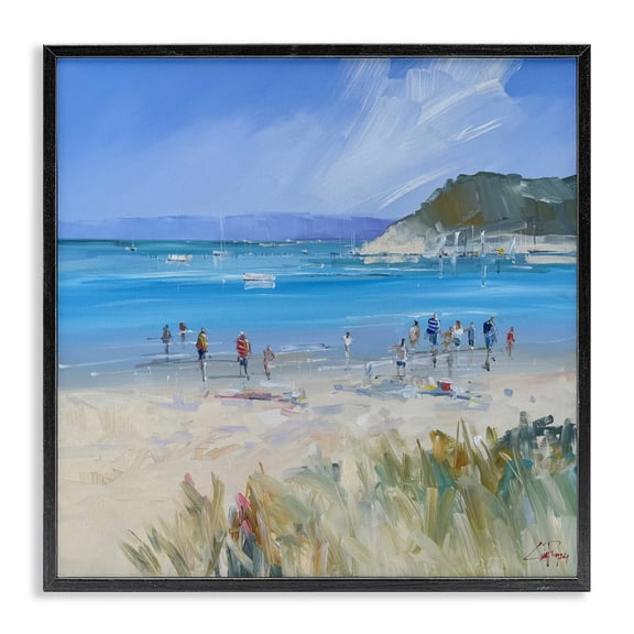 Stupell Industries Tropical Summer Sorrento Beachgoers Black Framed Giclee Art, 12 x 12, by Craig Trewin Penny