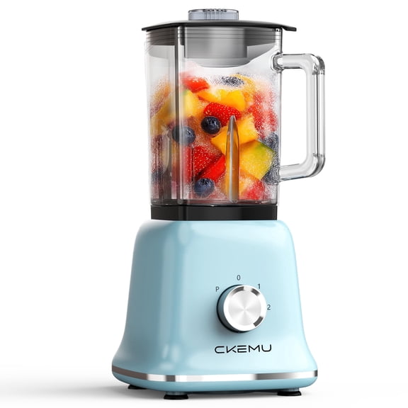 CKEMU Professional Blender for Smoothies & Ice Crushing,58 Oz Glass Jar High-Powered Countertop Blender,750W,Blue