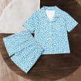 thumbnail image 4 of ITSAME Girls Outfit Sets, Fashion Print Lapel Button Up Tops and Shorts Casual Home Clothes 2-Piece Light Blue Size 12, 4 of 7