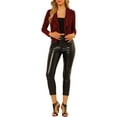 thumbnail image 2 of INSPIRE CHIC Women's Sparkle Long Sleeve Draped Collar Cropped Cardigan L Red, 2 of 7
