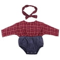 thumbnail image 1 of Ropa de bebé recién nacido, mono de algodón a cuadros con diadema (rojo oscuro, 73), 1 of 5