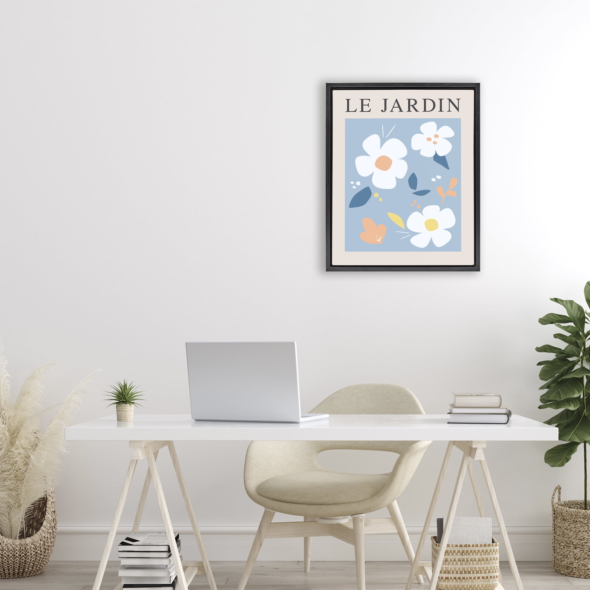 Stupell Industries Bouncing Floral Le Jardin Black Framed Floater Canvas Wall Art, design by Anna Quach