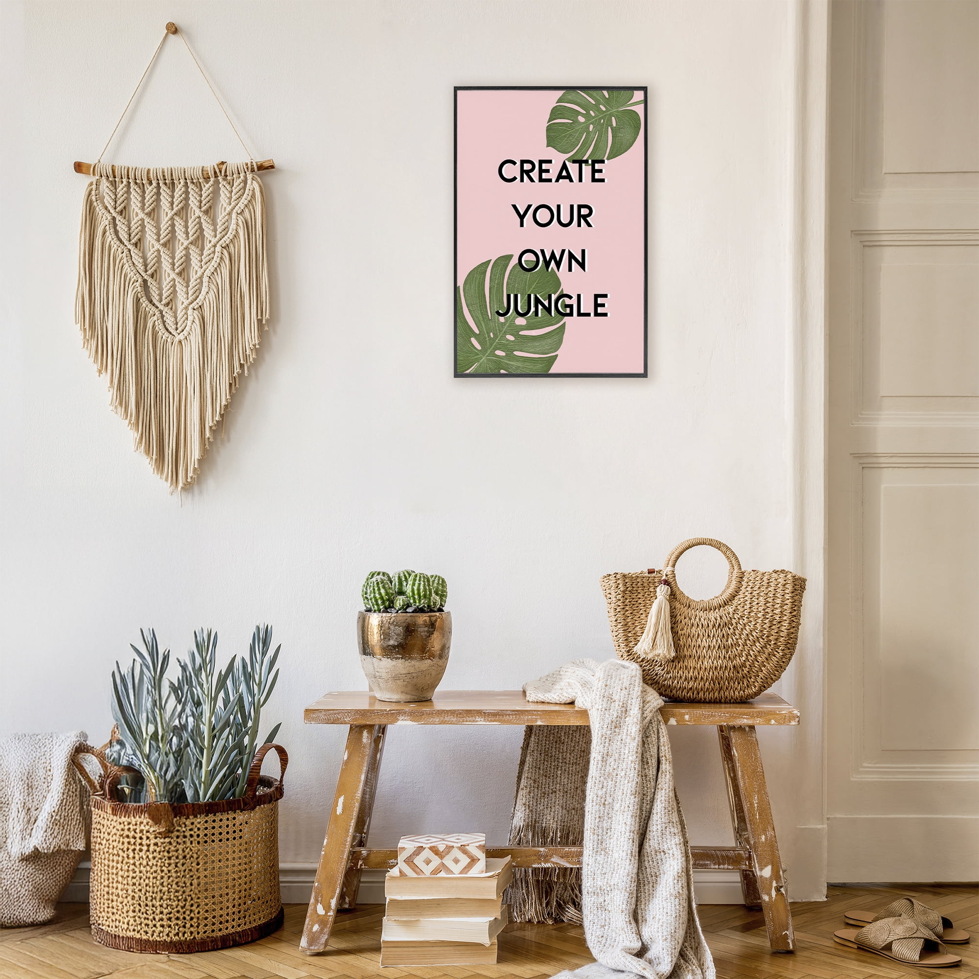 Stupell Industries Create Your Own Jungle Black Framed Giclee Art, design by Martina Pavlova