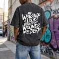 thumbnail image 5 of Christian Graphic T Shirts for Men Vintage Acid Wash Tshirt Oversized Short Sleeve Faith Shirts Casual Streetwear Summer Tops, 5 of 6
