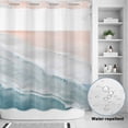 thumbnail image 2 of No Hook Shower Curtain, Beach Coastal Shower Curtains for Bathroom with See Through Top Window, Blue Nautical Summer Ocean Seaside Waterproof & Washable Bath Curtain 66"x72", 2 of 9