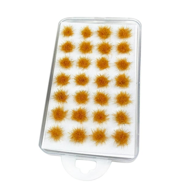 28x Césped en racimo Modelo de racimo de césped artificial Mechones de césped Racimo de flores para Marrón claro