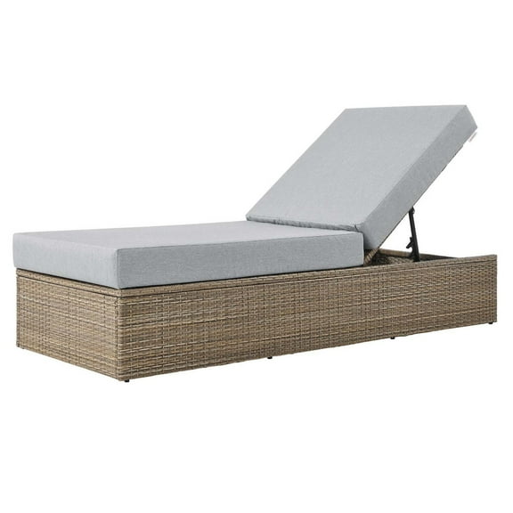 Lounge Chair Chaise, Grey Gray, Rattan, Wicker, Outdoor Patio Balcony Cafe Bistro Garden Hospitality Restaurant, Modern Contemporary HB34600