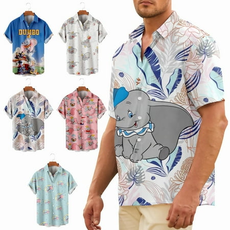 

Big & Tall Men Cartoon Collared Tees Comfortable Relaxed-Fit Bowling Shirts Up to 8XL