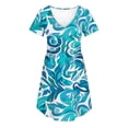 thumbnail image 6 of Nmnitkp Dresses for Women Casual Summer T-Shirt Dress, V-Neck Short Sleeve Empire Waist Loose Fit Flowy Mini Dress with Pockets, Solid Color for Everyday & Vacation Wear Light Blue,M, 6 of 7