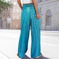 thumbnail image 7 of Plus Size Hawaiian Print Palazzo Pants for Women High Waist Wide Leg Resort Wear Trousers with Pockets Blue M, 7 of 7