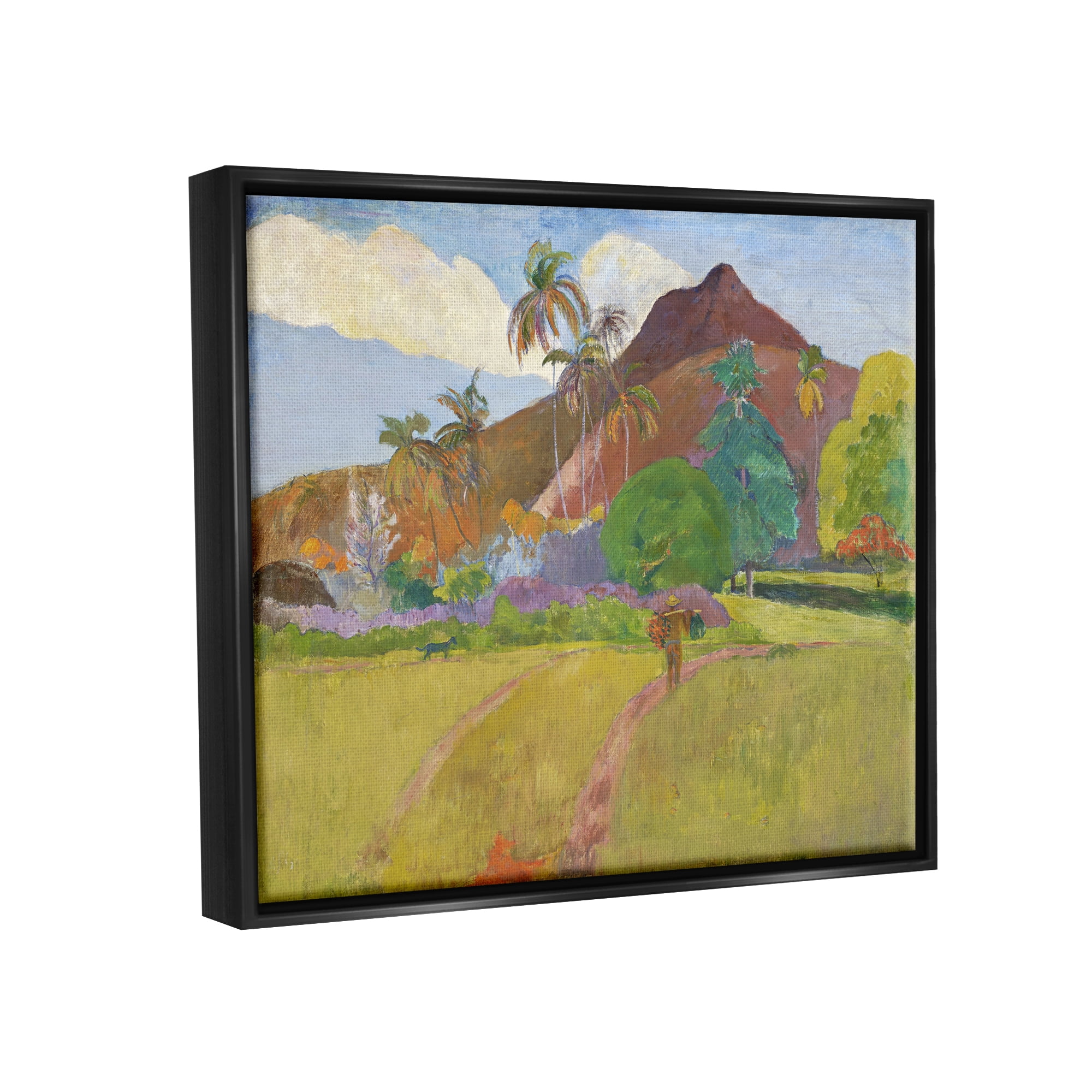 Stupell Tahitian Landscape Gauguin Painting Landscape Painting Black Floater Framed Art Print Wall Art