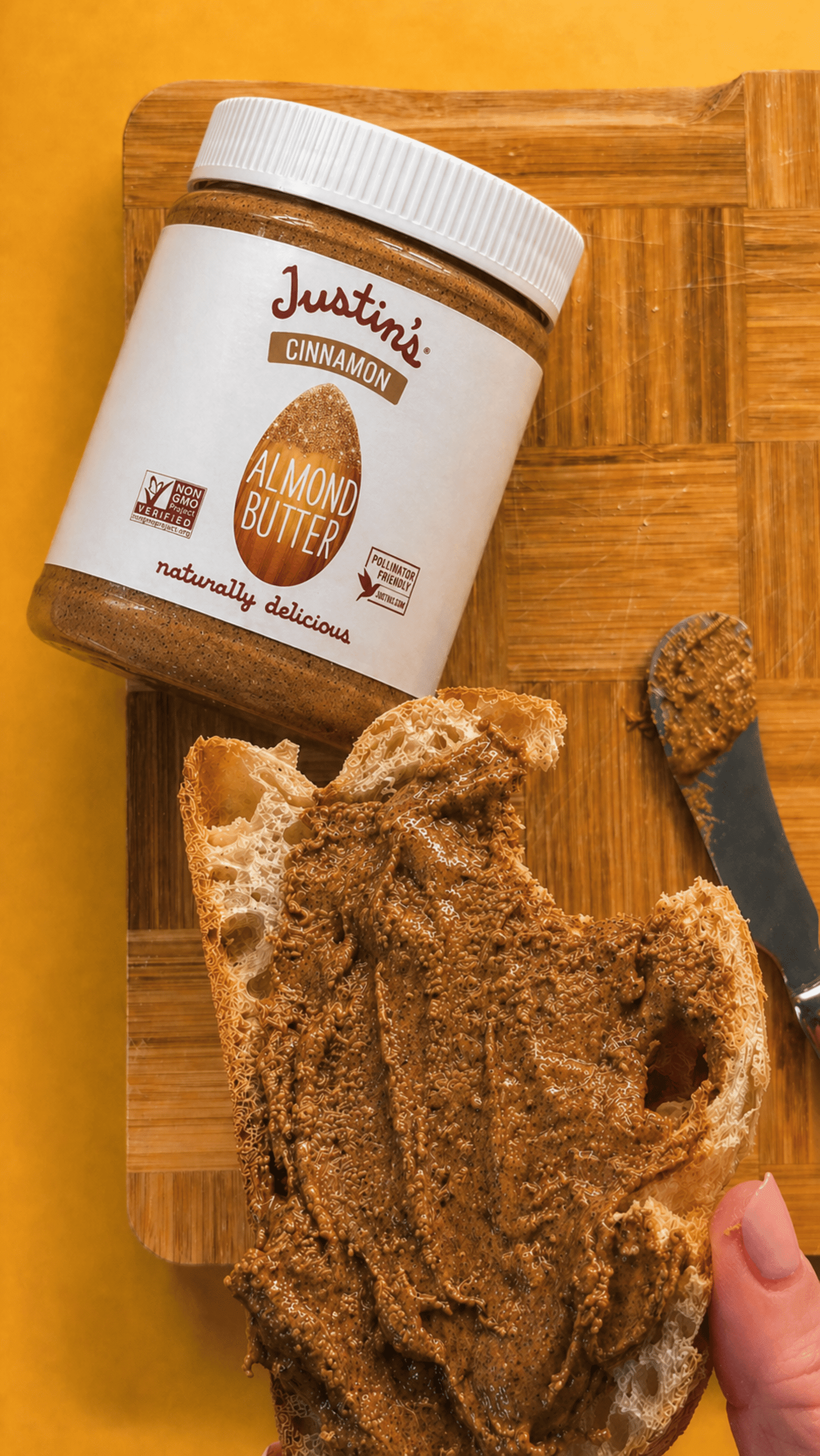 (6 pack) JUSTIN'S Cinnamon Creamy Almond Butter Spread, 12 oz Jar