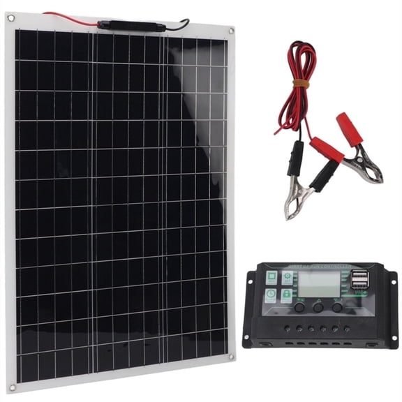 300 Watts Solar Panel Kit, 27.5"x18" High Efficiency Battery Charger with Controller/18V Battery Clip, Portable Waterproof Solar Panel, Backup Power Emergency for Camp RV Home Boat Caravan Rooftop