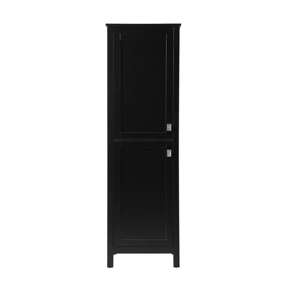 Elegant Kitchen and Bath 20 Inch Wide Bathroom Linen Storage Freestanding Cabinet In Black