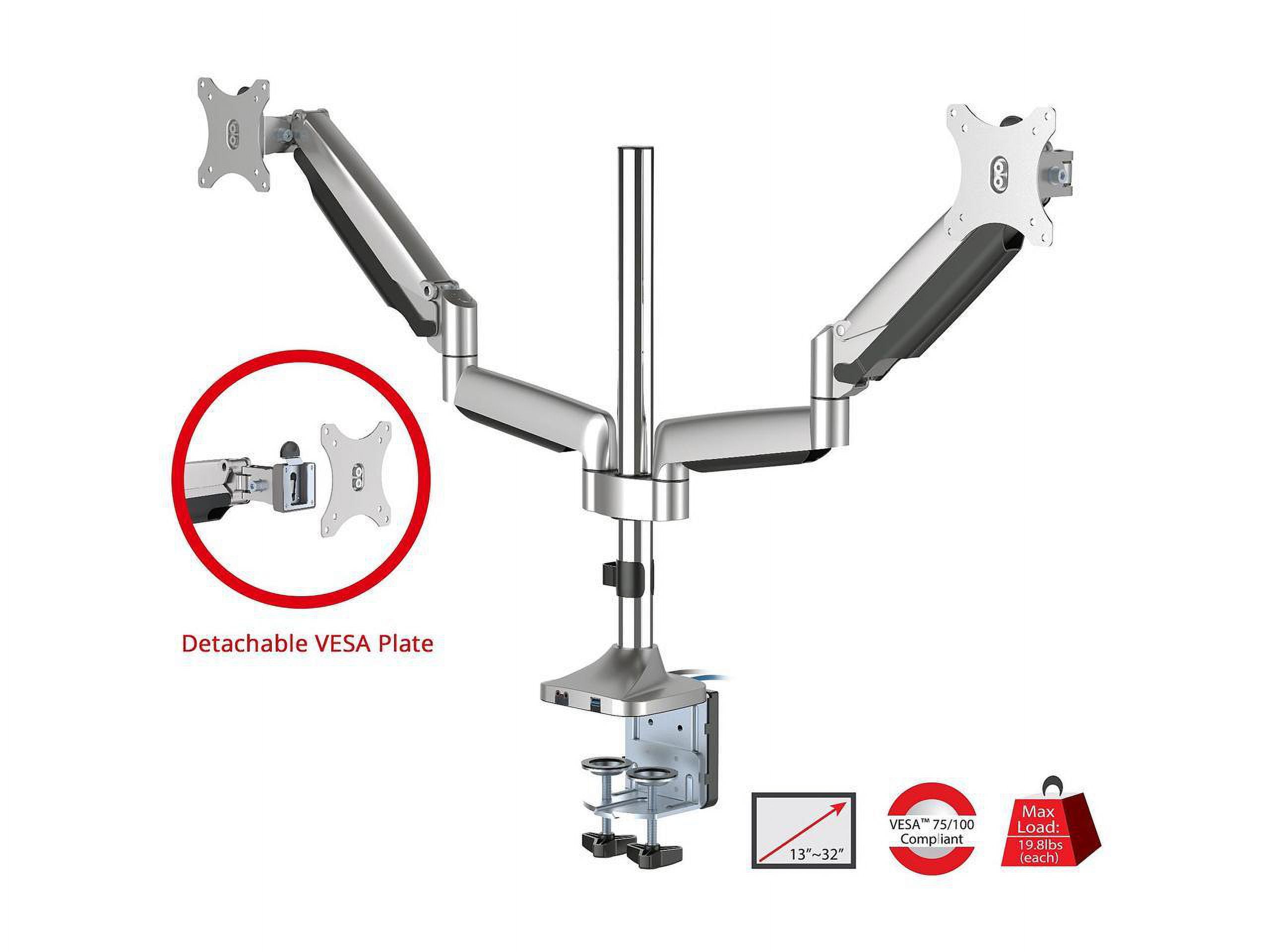 SIIG Dual Monitor Gas Spring Desk Mount with USB Port 17" to 32"
