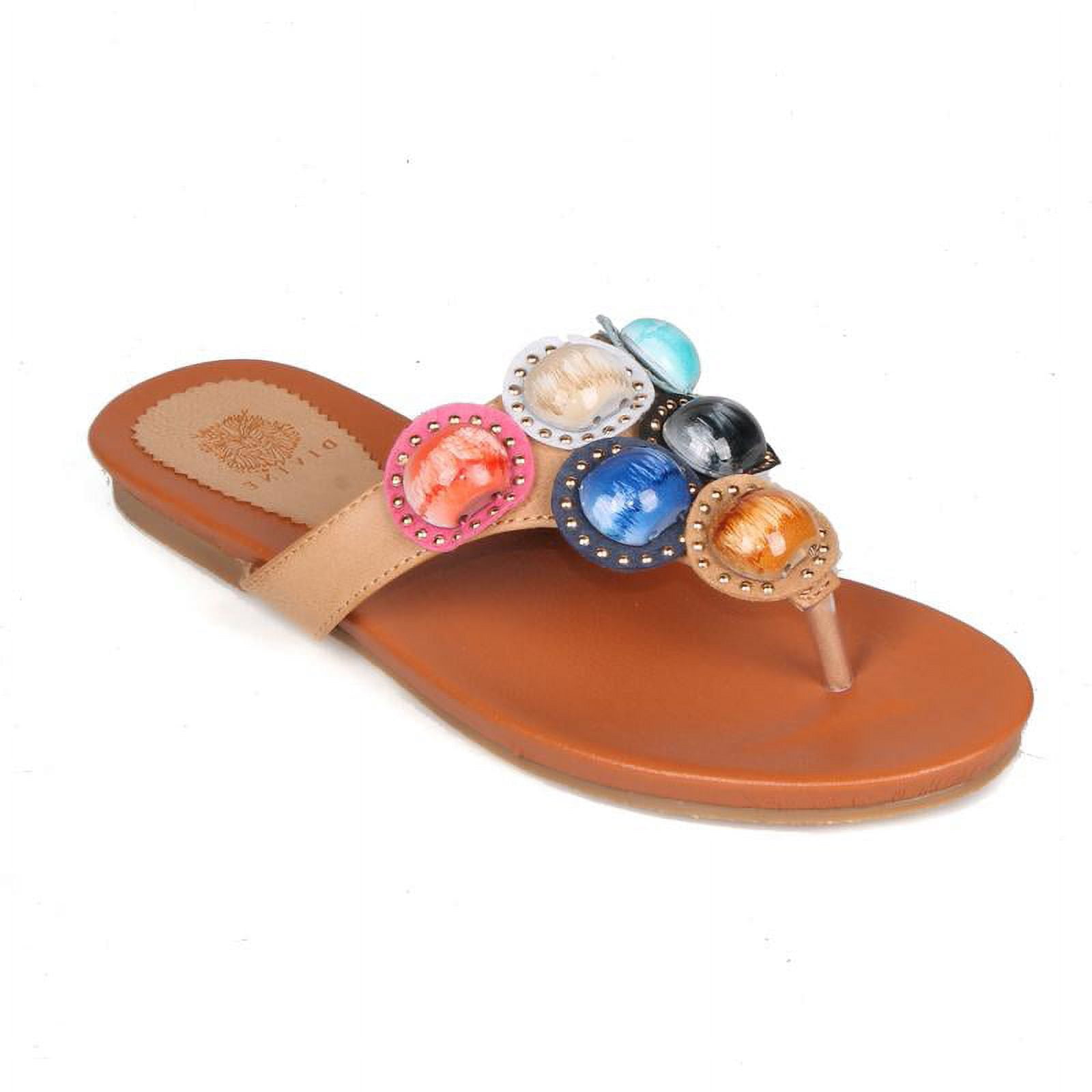 Brianna Multi Color Stone Women's Thong Sandals