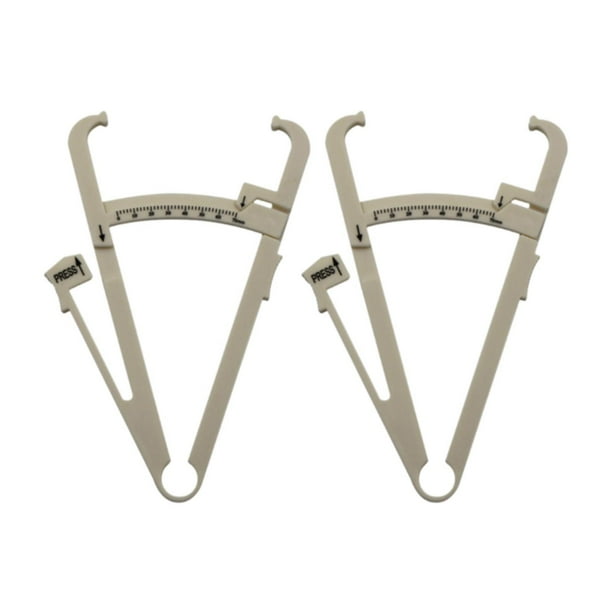 2 unidades de calibrador de grasa corporal, dispositivo de medición de pliegues cutáneos para fitness, forma de Y, preciso Escala única blanca