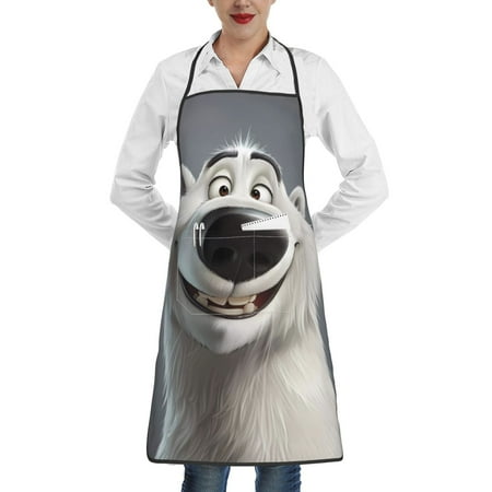 

Lukts Smiling Polar Bear Pattern Kitchen Apron Waterdrop Resistant Apron with adjustable Aprons for Women and Men with Pockets Cooking Apron