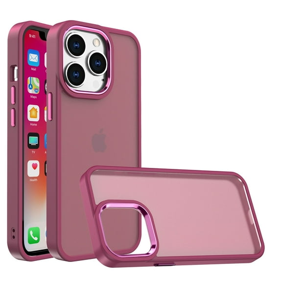 For iPhone 15 PLUS Case Soft Acrylic Hybrid w/ Metal Buttons 2 Tempered Glass