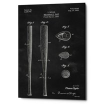 Epic Graffiti  "Baseball Bat Blueprint Patent Chalkboard" Giclee Canvas Wall Art, 12" x 18" 12" x 18"