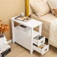 thumbnail image 4 of Gymax Table d'Appoint de Bout de Canapé Table de Nuit avec 2 Tiroirs pour Salon Chambre Blanc, 4 of 9