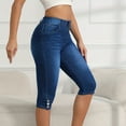 thumbnail image 4 of Mlqidk Summer Capri Pants for Women High Waisted Skinny Capris Knee Length Casual Stretch Denim Jean Capris Trendy Trousers with Pockets Blue L, 4 of 7