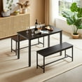 thumbnail image 2 of Enyopro Dining Table Set for 4 with 2 Benches, Industrial Kitchen Table Set, Space-Saving Rustic Dining Room Table and Chairs, Small Table Set for Breakfast or Dinner, Black, 2 of 6