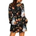 thumbnail image 3 of Yuyamidu Ghost A Line Dresses for Women Halloween V Neck Dress Womens Elegant A Line Midi Formal Cocktail Dresses Pumpkin High Waistline Dress for Girls Comfy Pleated Dress Size S, 3 of 7