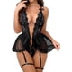 thumbnail image 1 of Lencería para mujer, con encaje a presión, una pieza, lencería de peluche, con V profundo, con liga, conjunto, 1 of 1