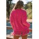 thumbnail image 1 of ABPHQTO Suéter rosa con cuello alto y borlas de punto trenzado para mujer, 1 of 5